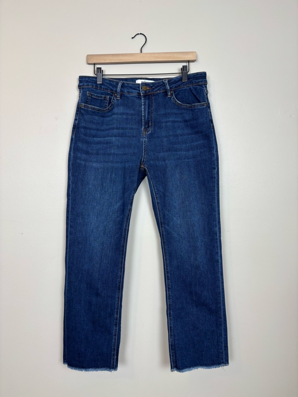 Mica Los Angeles Jeans Womens 29 Mid Rise Raw Hem Straight Leg Denim in Blue